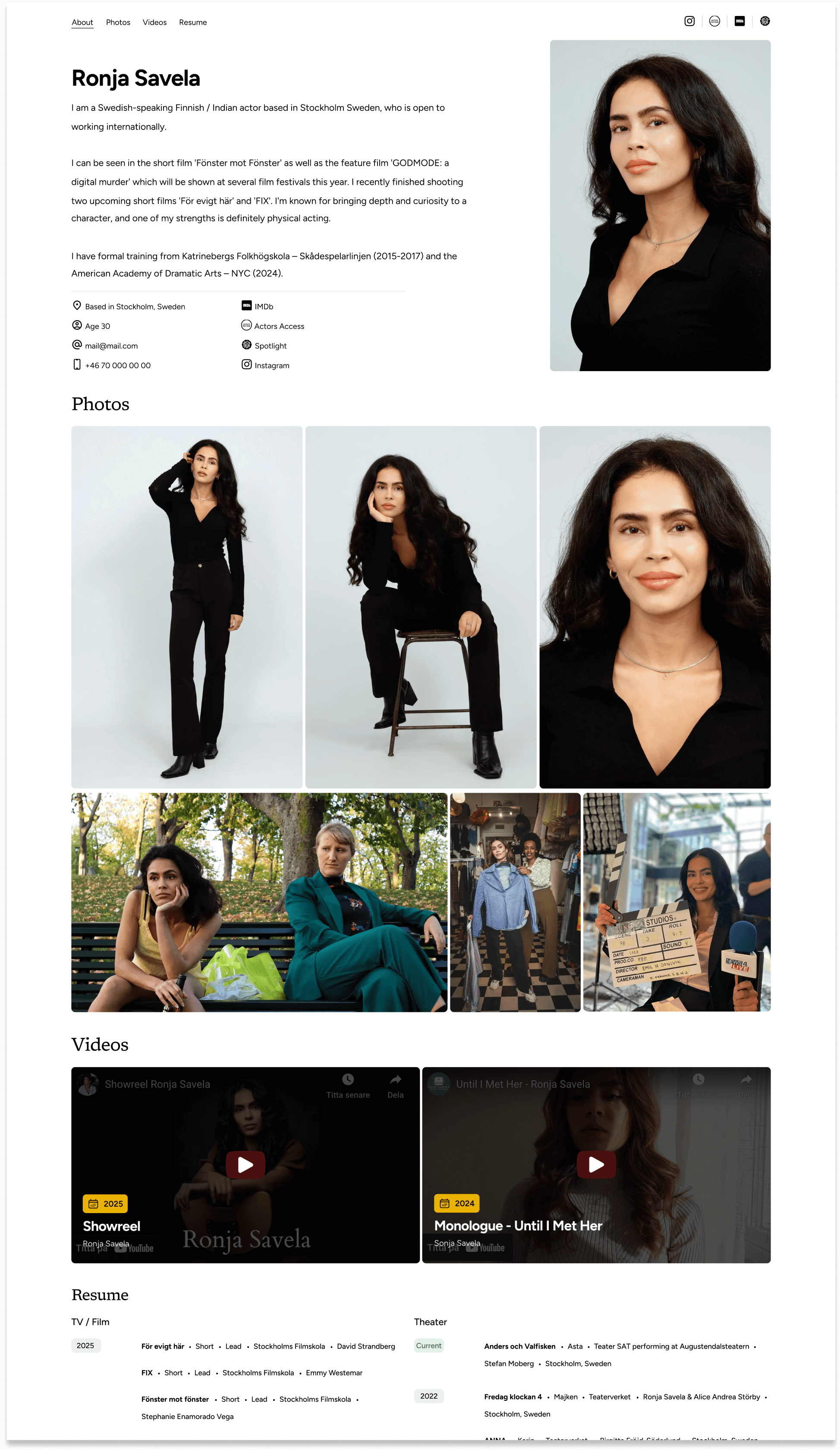 Example actor website